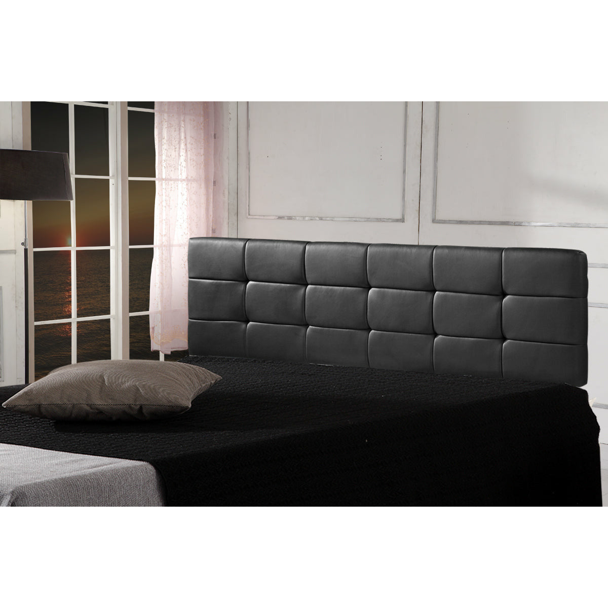 PU Leather King Bed Deluxe Headboard Bedhead - Black