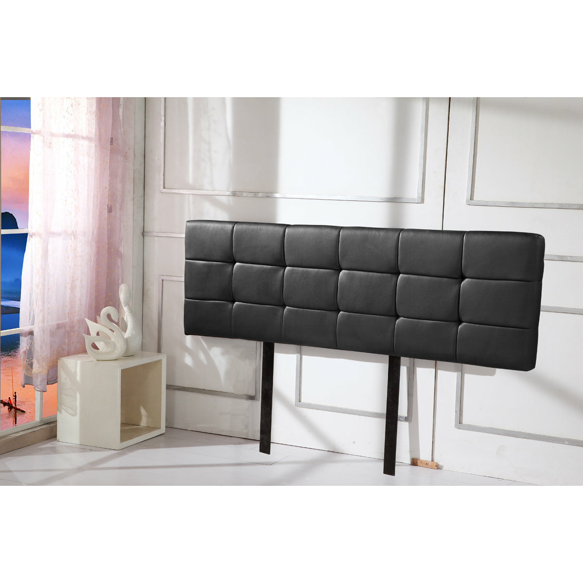 PU Leather King Bed Deluxe Headboard Bedhead - Black
