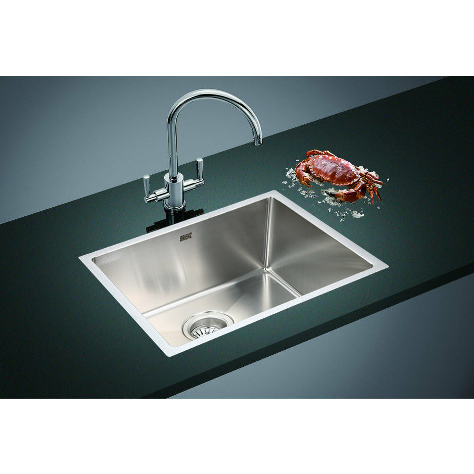 490x440mm Handmade Stainless Steel Undermount / Topmount Kitchen Laundry Sink with Waste