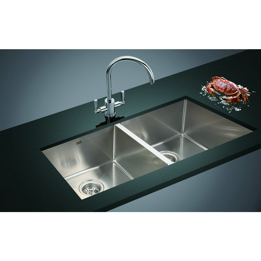 865x440mm Handmade Stainless Steel Undermount / Topmount Kitchen Sink with Waste