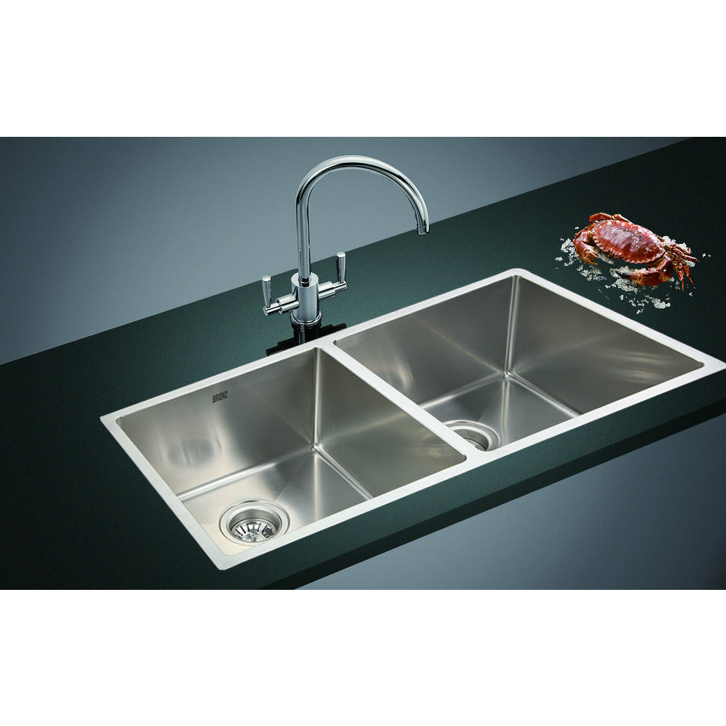 865x440mm Handmade Stainless Steel Undermount / Topmount Kitchen Sink with Waste