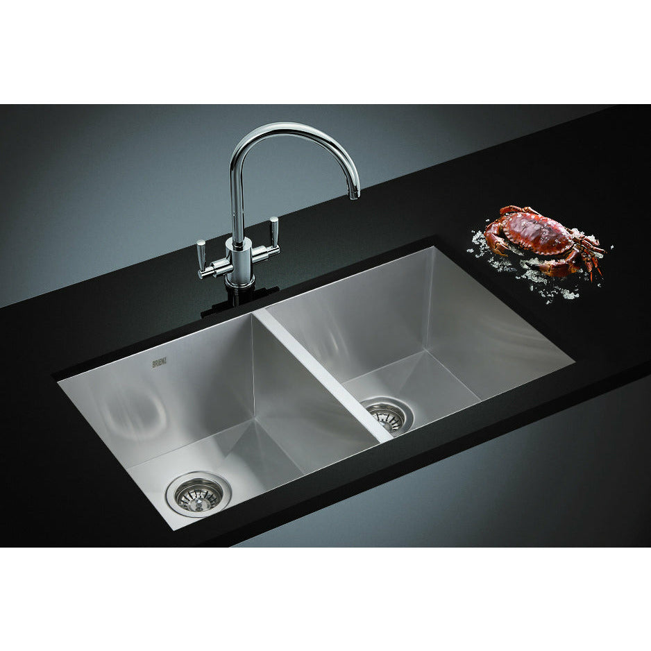 820x457mm Handmade Stainless Steel Undermount / Topmount Kitchen Laundry Sink with Waste