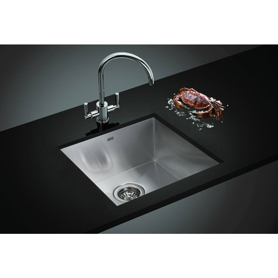 440x440mm Handmade Stainless Steel Undermount / Topmount Kitchen Laundry Sink with Waste