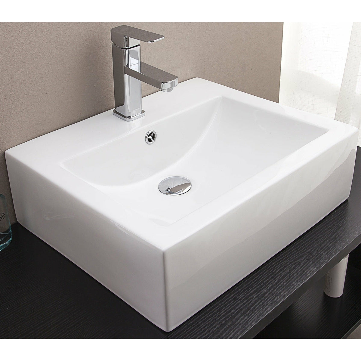 Ceramic Rectangular Above Countertop Basin for Vanity