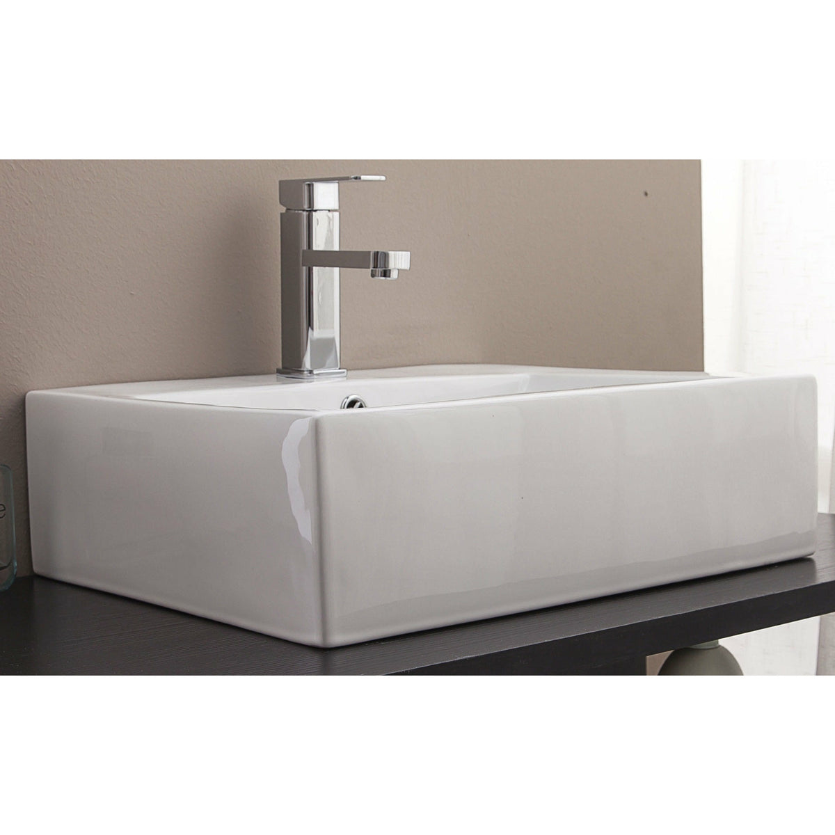 Ceramic Rectangular Above Countertop Basin for Vanity