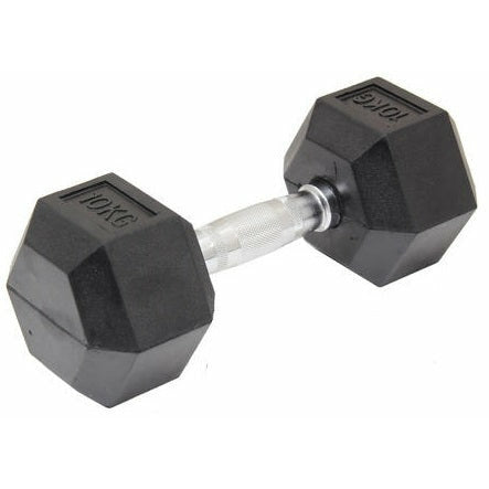 10KG Commercial Rubber Hex Dumbbell Gym Weight