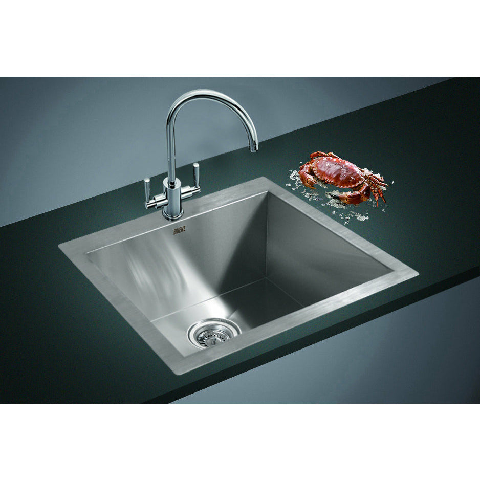 530x505mm Handmade Stainless Steel Topmount Kitchen Laundry Sink with Waste