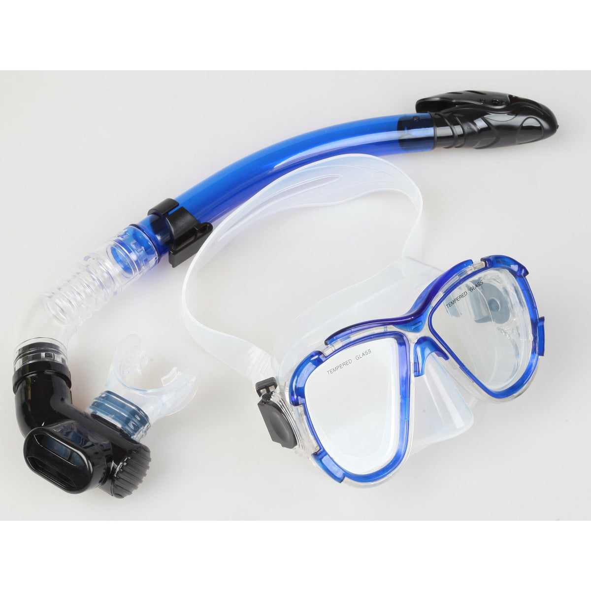 Adult Snorkeling Swimming Diving Mask &amp; Snorkel - Quality Tempered Glass