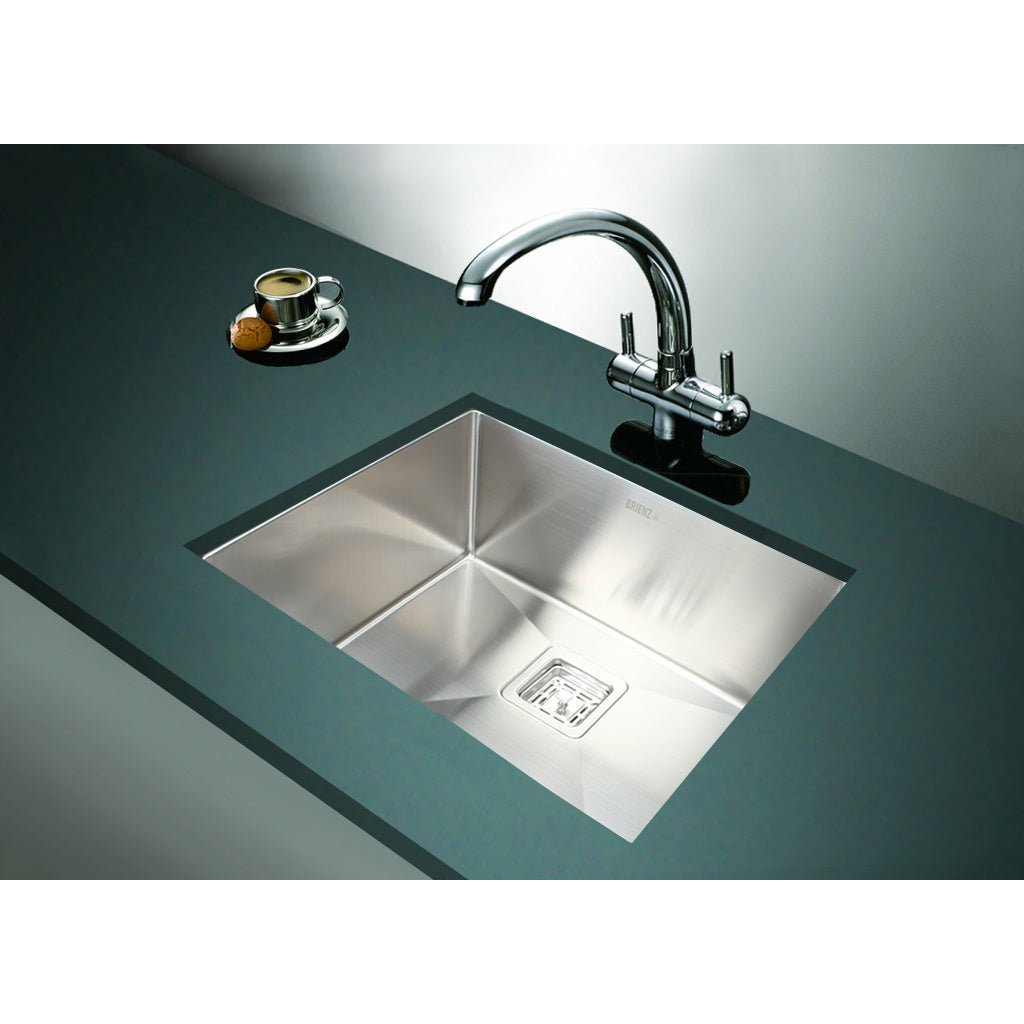 550x455mm Handmade 1.5mm Stainless Steel Undermount / Topmount Kitchen Sink with Square Waste