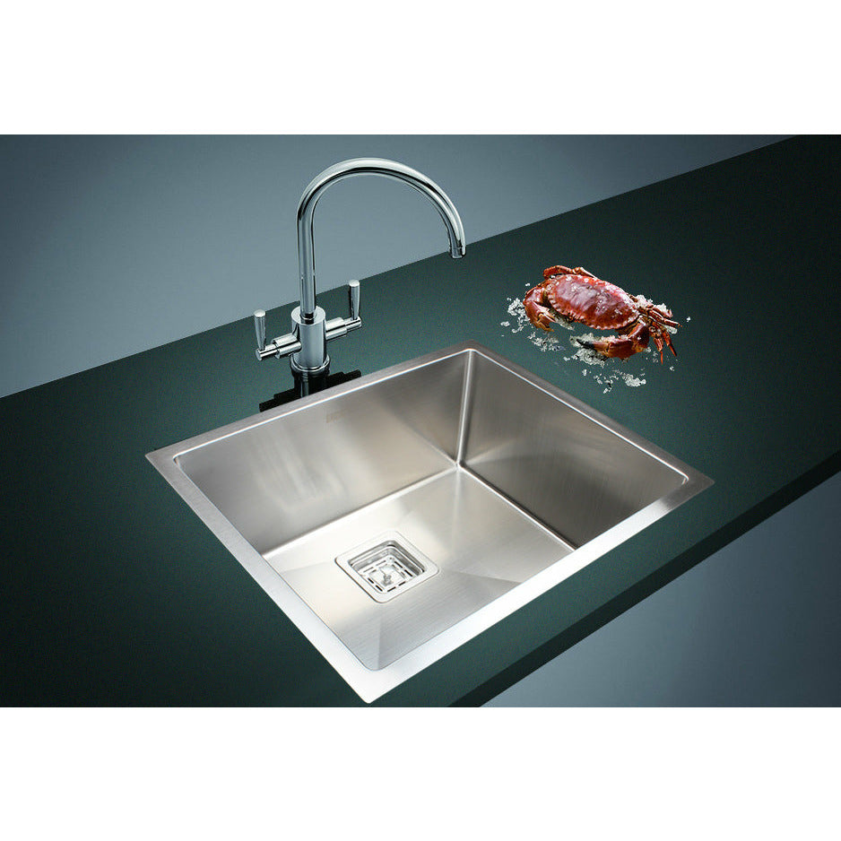 550x455mm Handmade 1.5mm Stainless Steel Undermount / Topmount Kitchen Sink with Square Waste