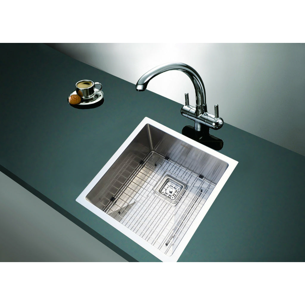 430x455mm Handmade 1.5mm Stainless Steel Undermount / Topmount Kitchen Sink with Square Waste