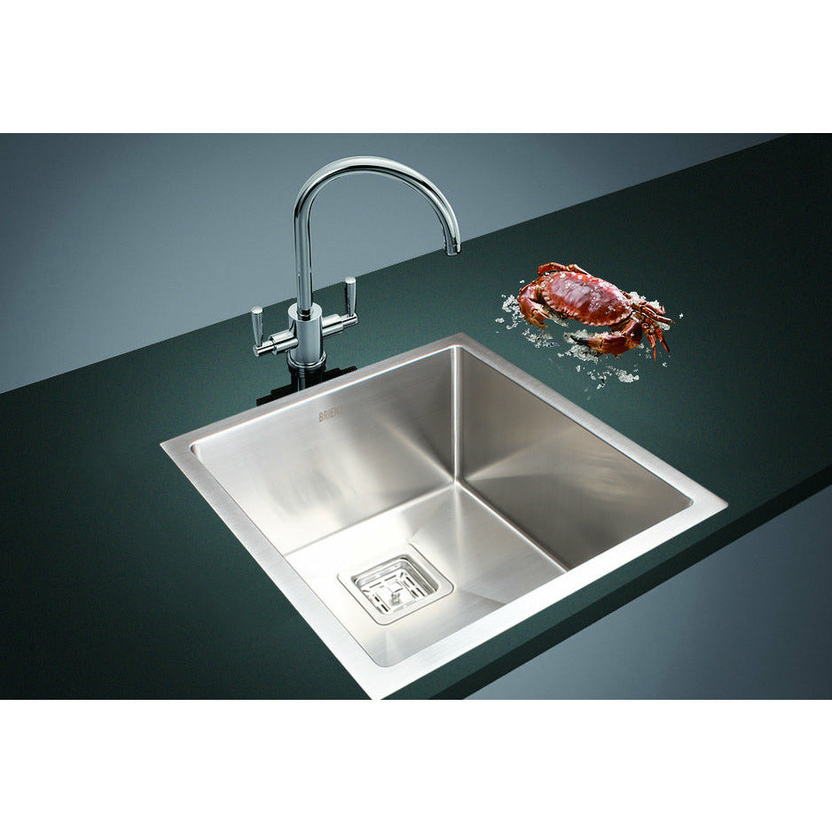 430x455mm Handmade 1.5mm Stainless Steel Undermount / Topmount Kitchen Sink with Square Waste