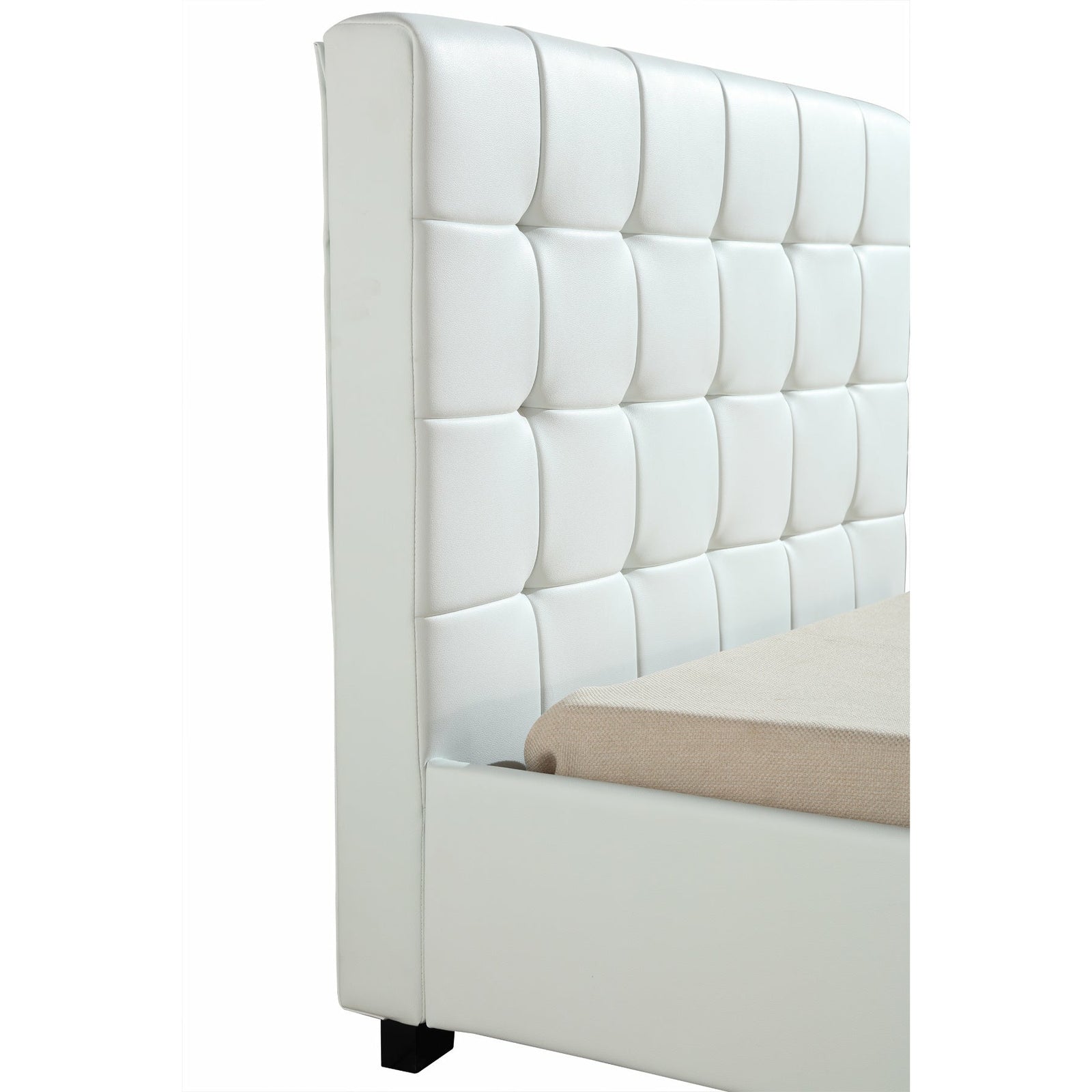 King Single PU Leather Deluxe Bed Frame White