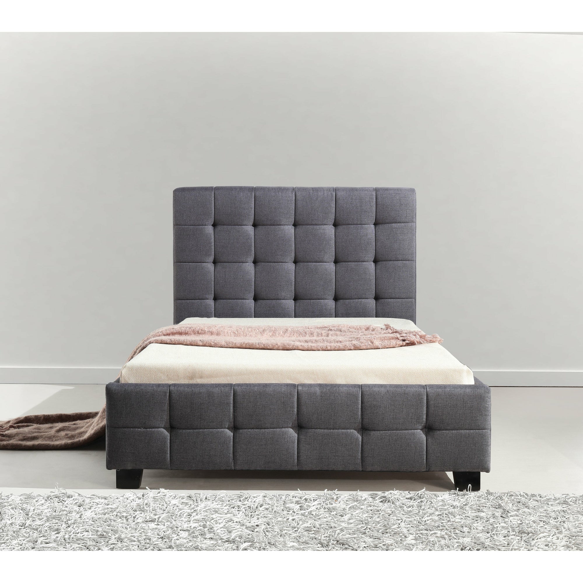 King Single Linen Fabric Deluxe Bed Frame Grey