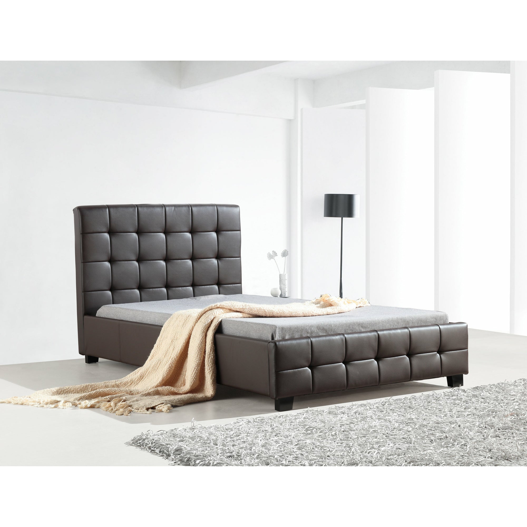 King Single PU Leather Deluxe Bed Frame Brown