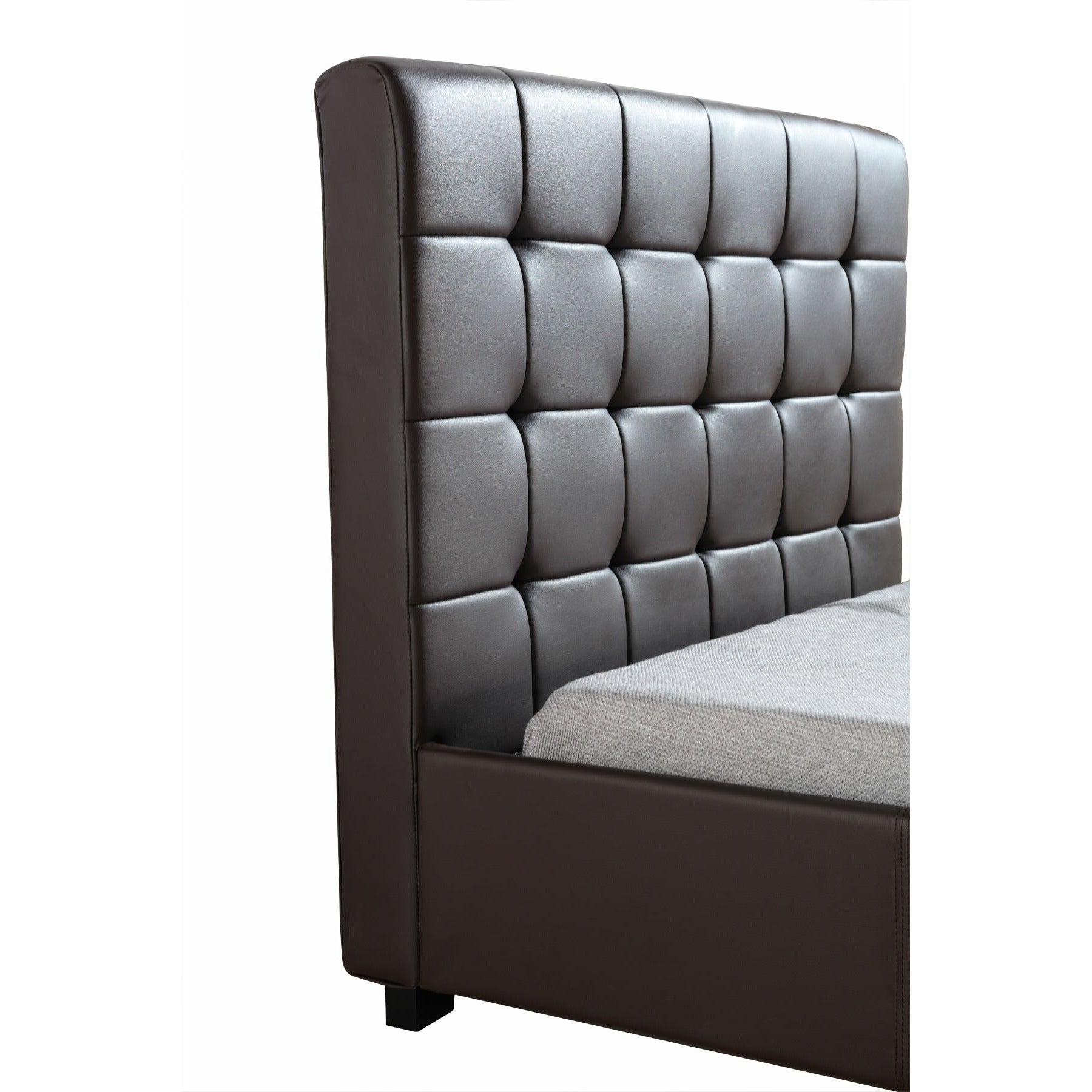 King Single PU Leather Deluxe Bed Frame Brown