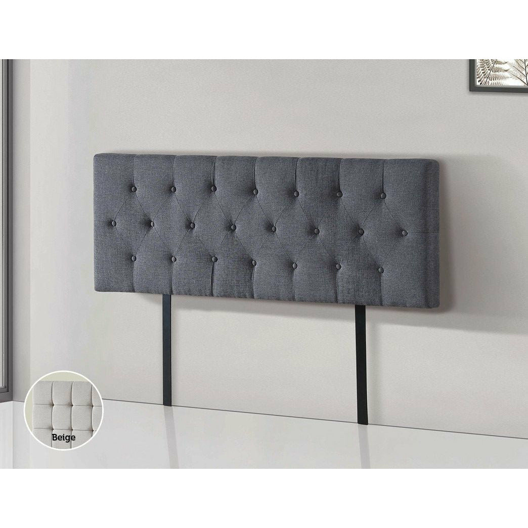 Linen Fabric Double Bed Deluxe Headboard Bedhead - Grey