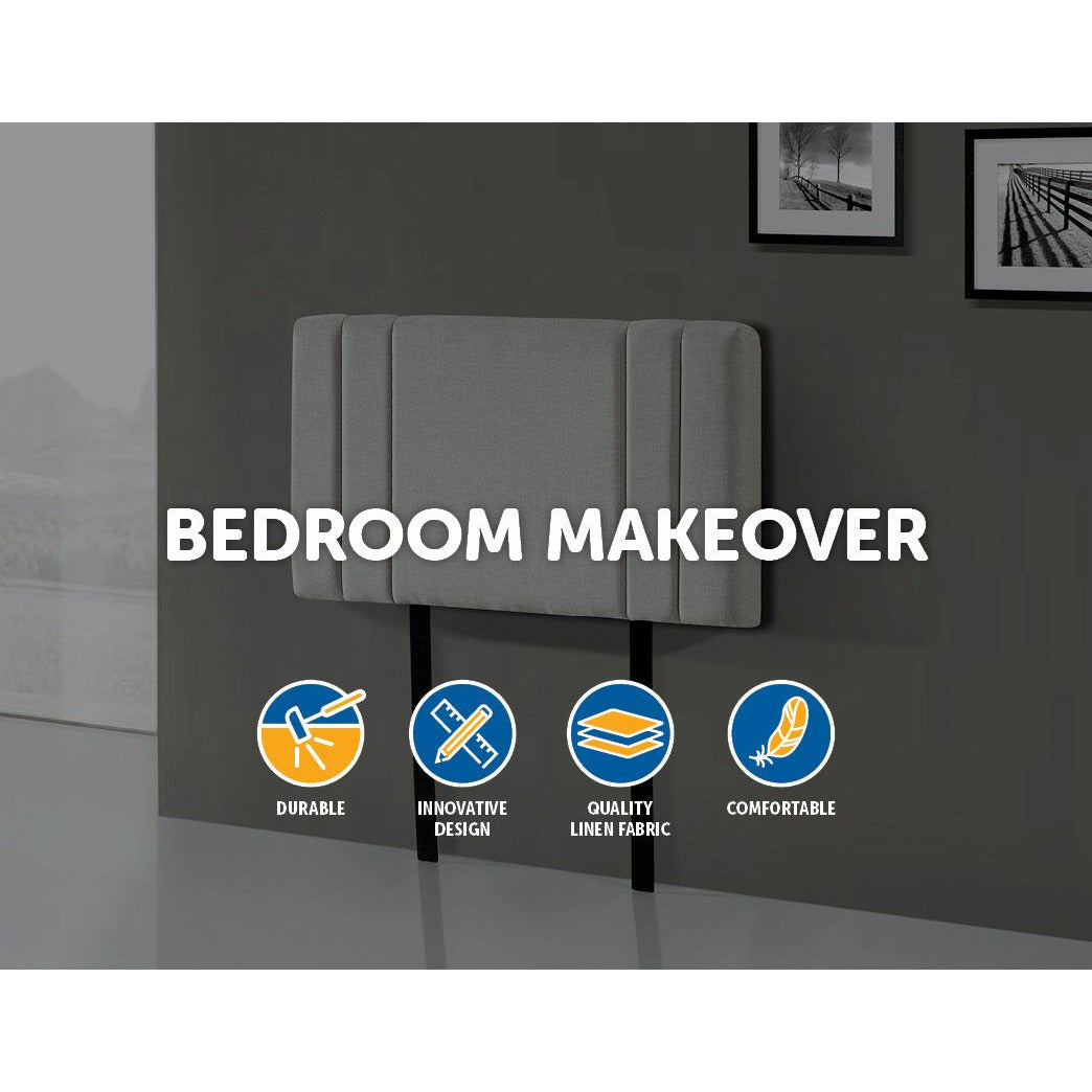 Linen Fabric Single Bed Deluxe Headboard Bedhead - Beige