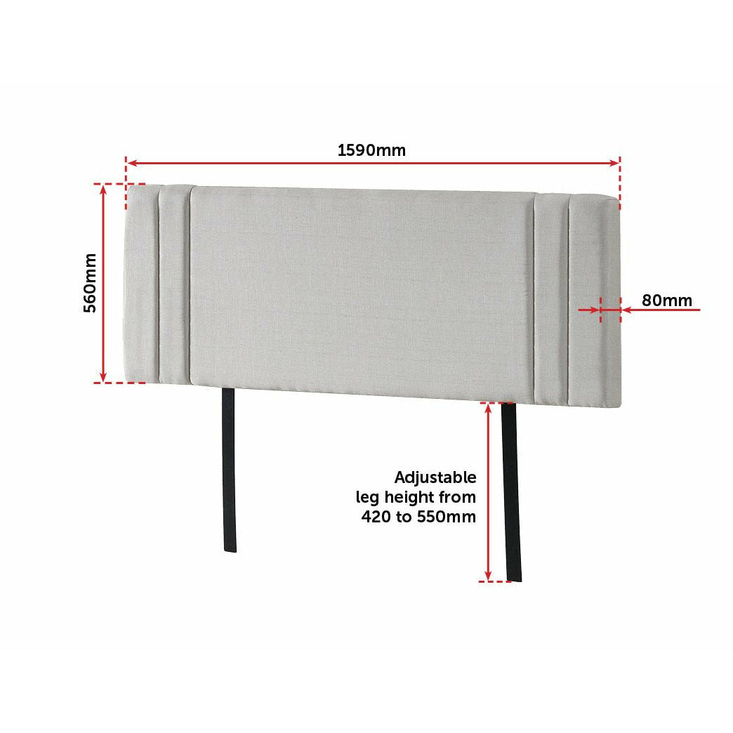 Linen Fabric Queen Bed Deluxe Headboard Bedhead - Beige