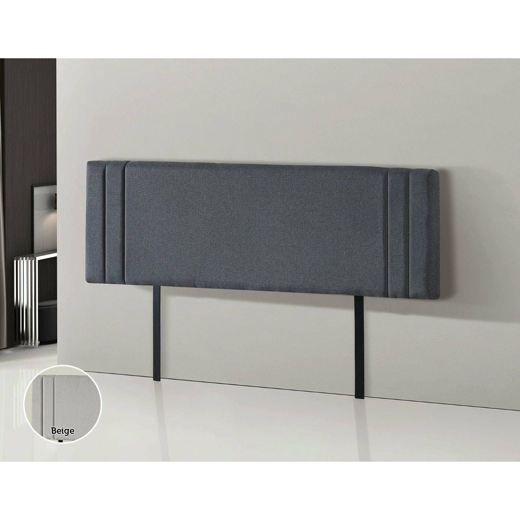 Linen Fabric King Bed Deluxe Headboard Bedhead - Grey