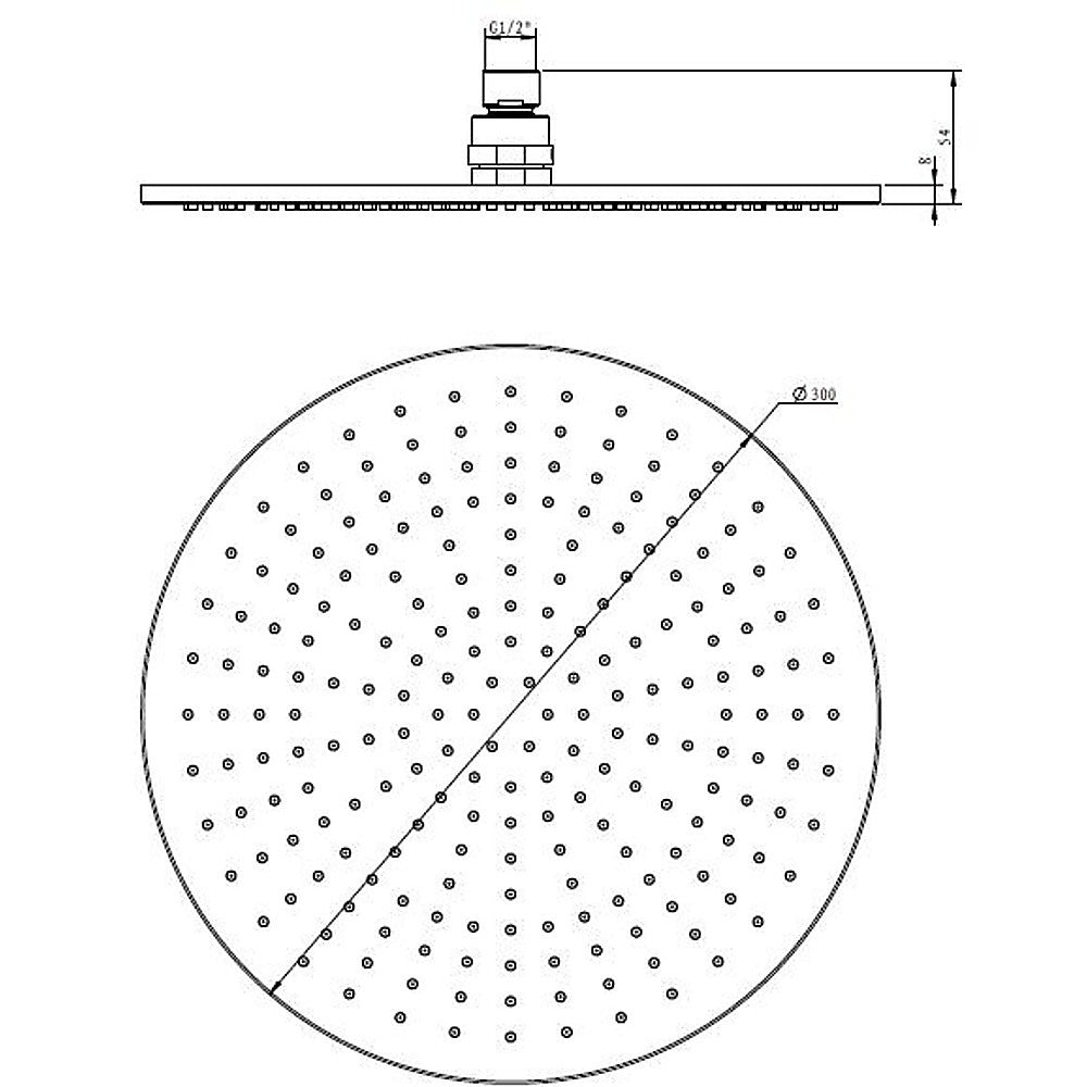 300mm Brass Shower Head Round Chrome Showerhead