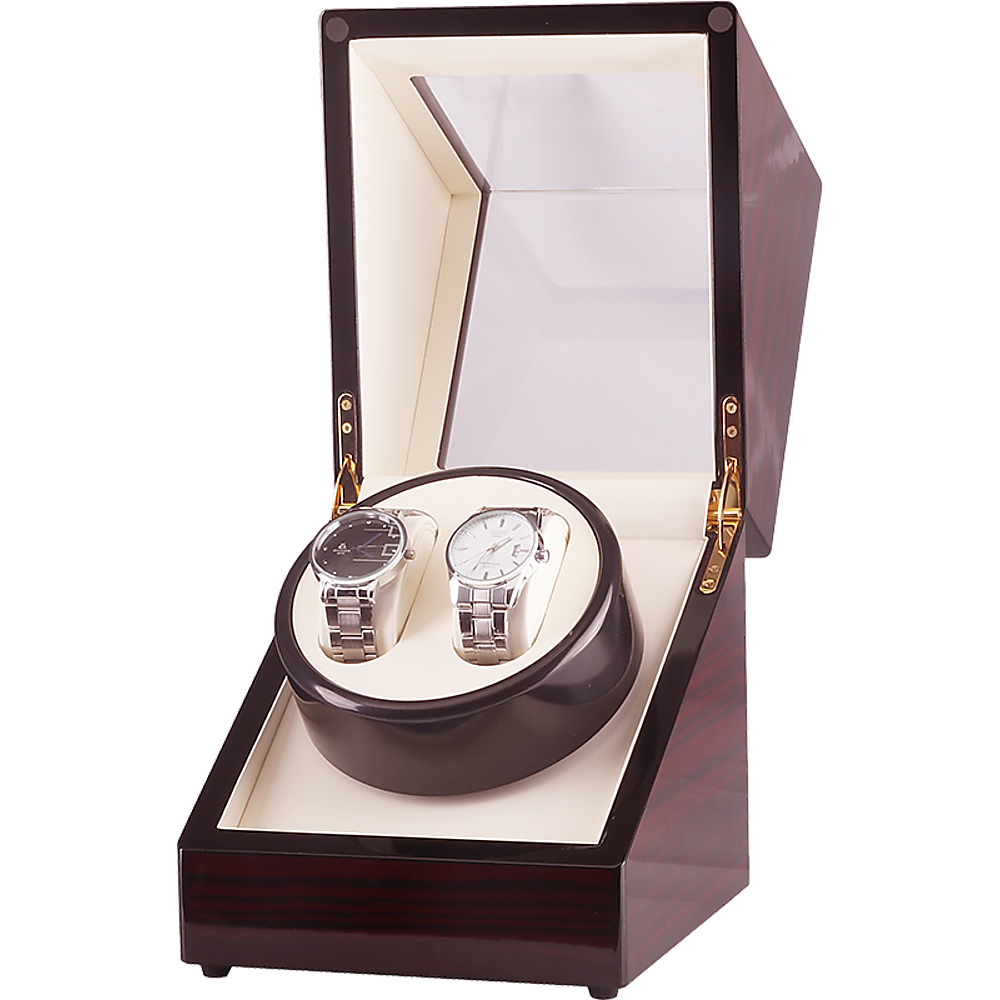 Automatic Dual Watch Winder Wood Display Box Case Motor Rotation Storage