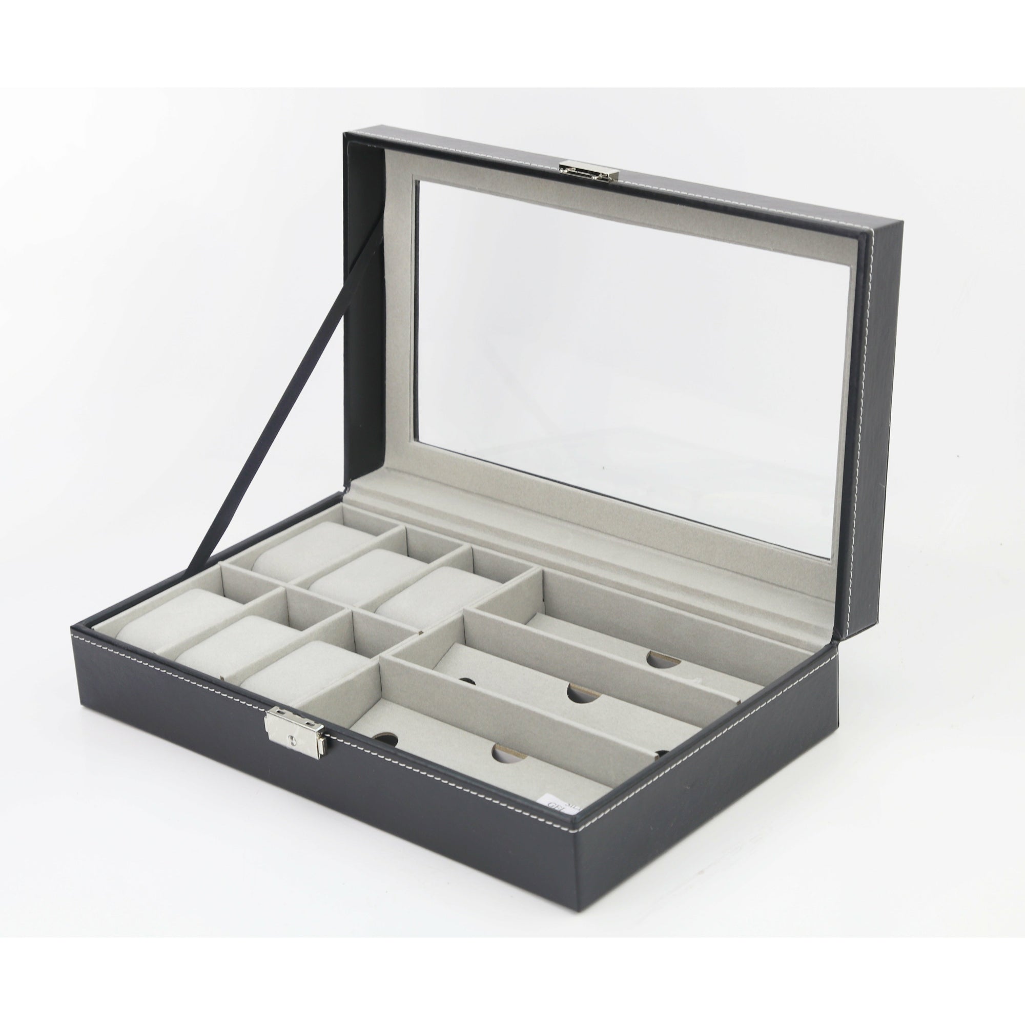 6+3 Grid Watch Sunglass Eyeglasses Display Box Case Storage Organizer PU Leather