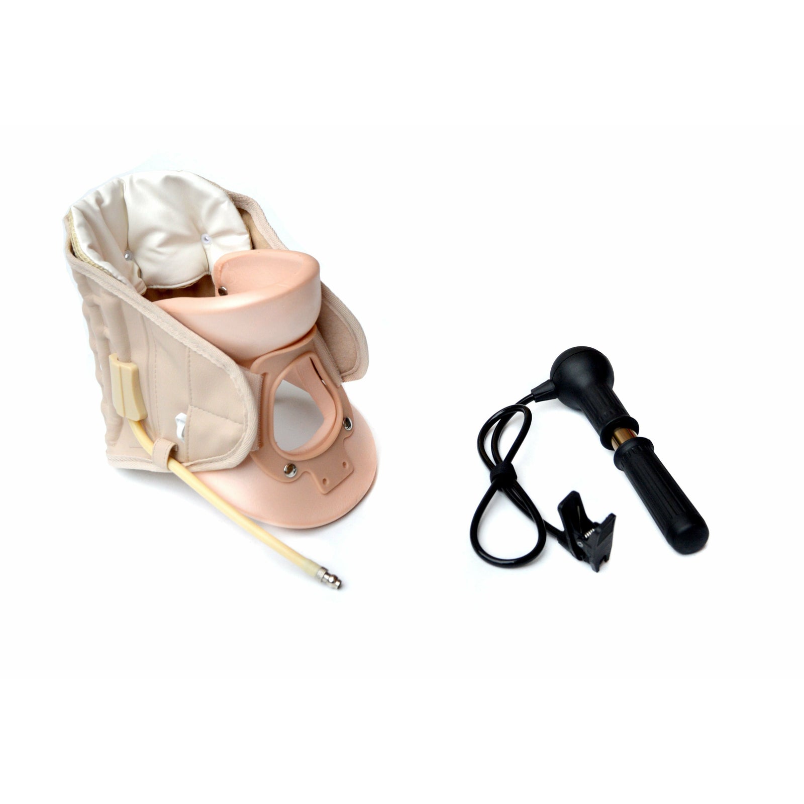 Neck Traction Air Decompression Support Brace Cervical Collar Hand Pump