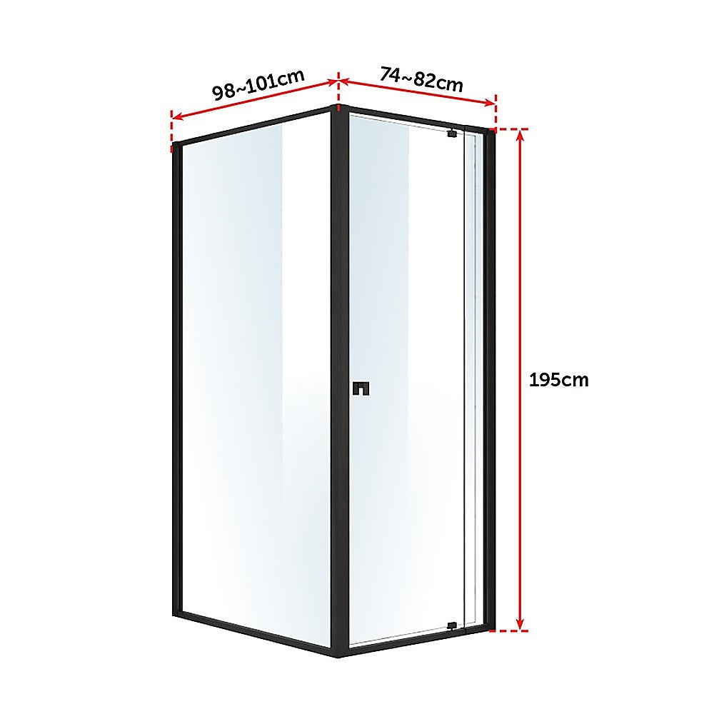 Semi Frameless Shower Screen (74~82)x 195cm & (98~101)x 195cm Side AS/NZS Glass