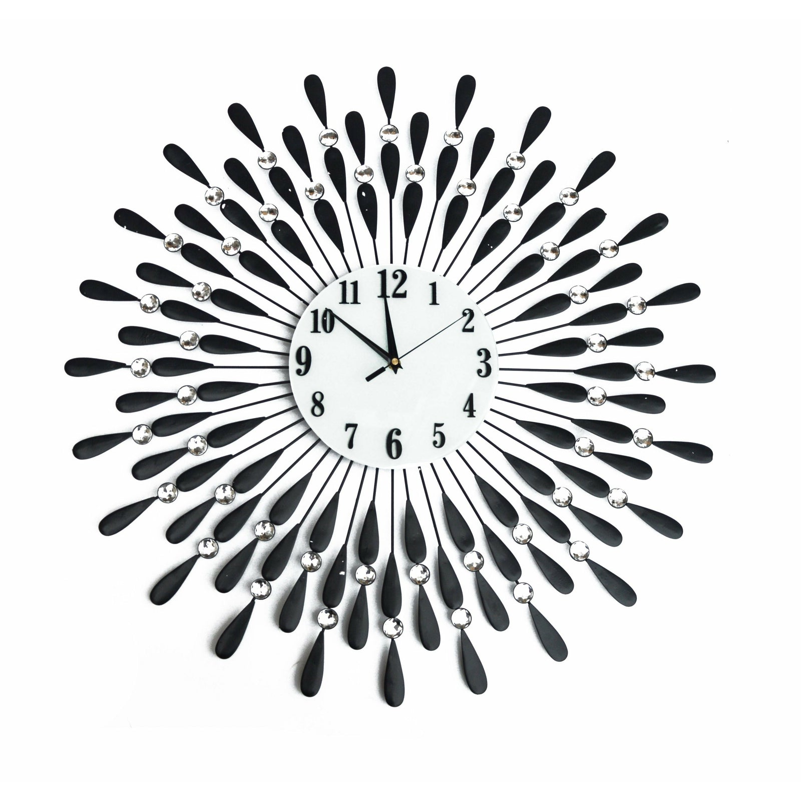 Large Modern 3D Crystal Wall Clock Luxury Art Metal Round Home Decor