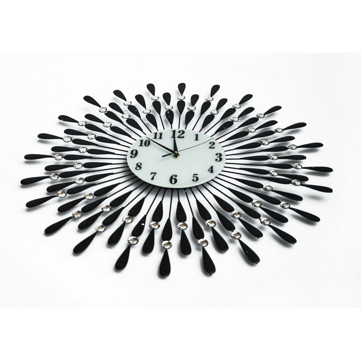 Large Modern 3D Crystal Wall Clock Luxury Art Metal Round Home Decor