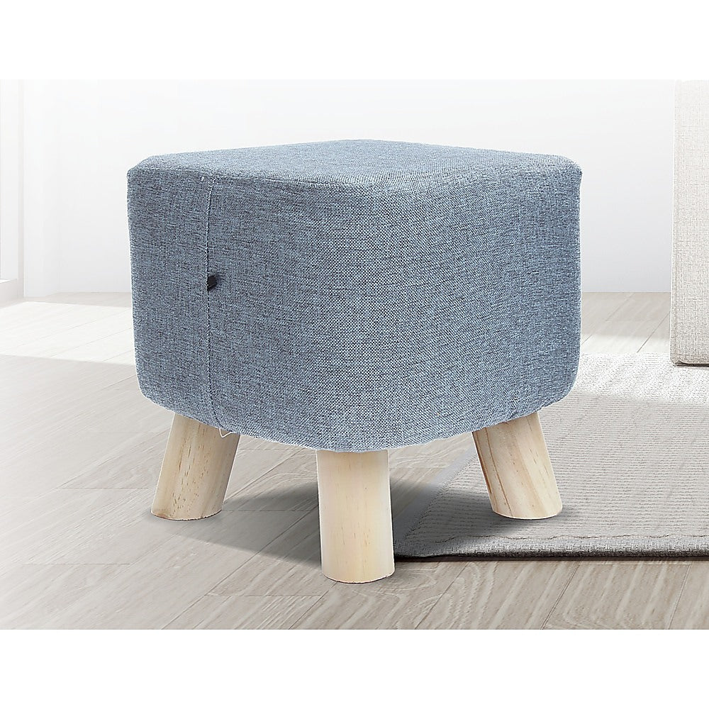 Fabric Ottoman Foot Stool Rest Pouffe Footstool Wood Storage Padded Seat