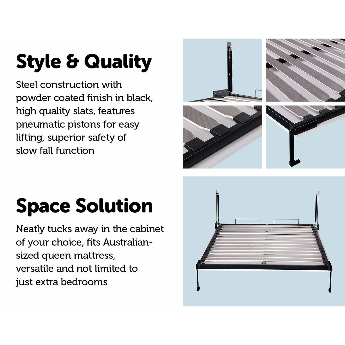 Palermo Queen Size Wall Bed Mechanism Hardware Kit Diamond Edition