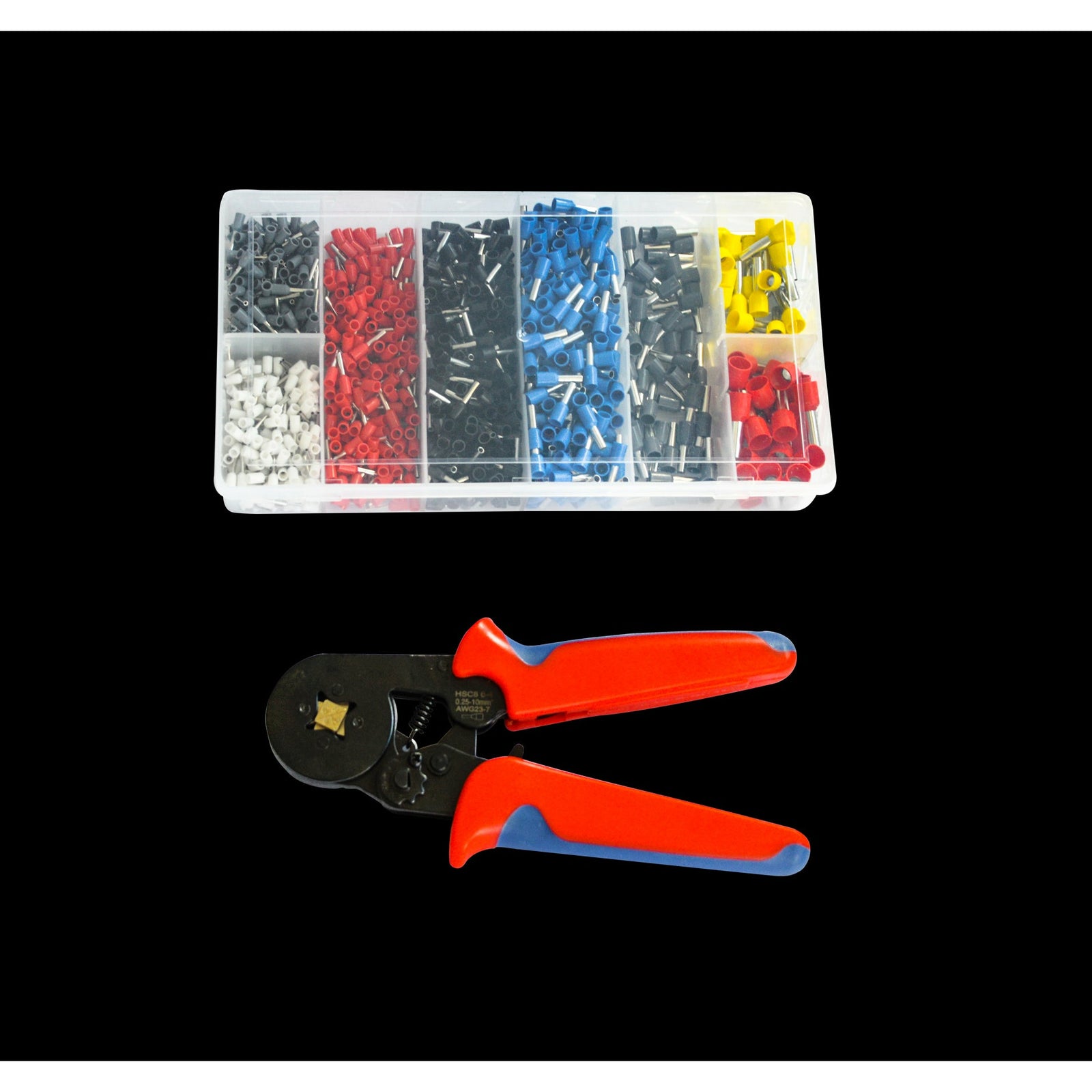 1200Pcs Bootlace Ferrule Crimper kit 0.25-10mm2 Cord End Ratchet Crimping Tool