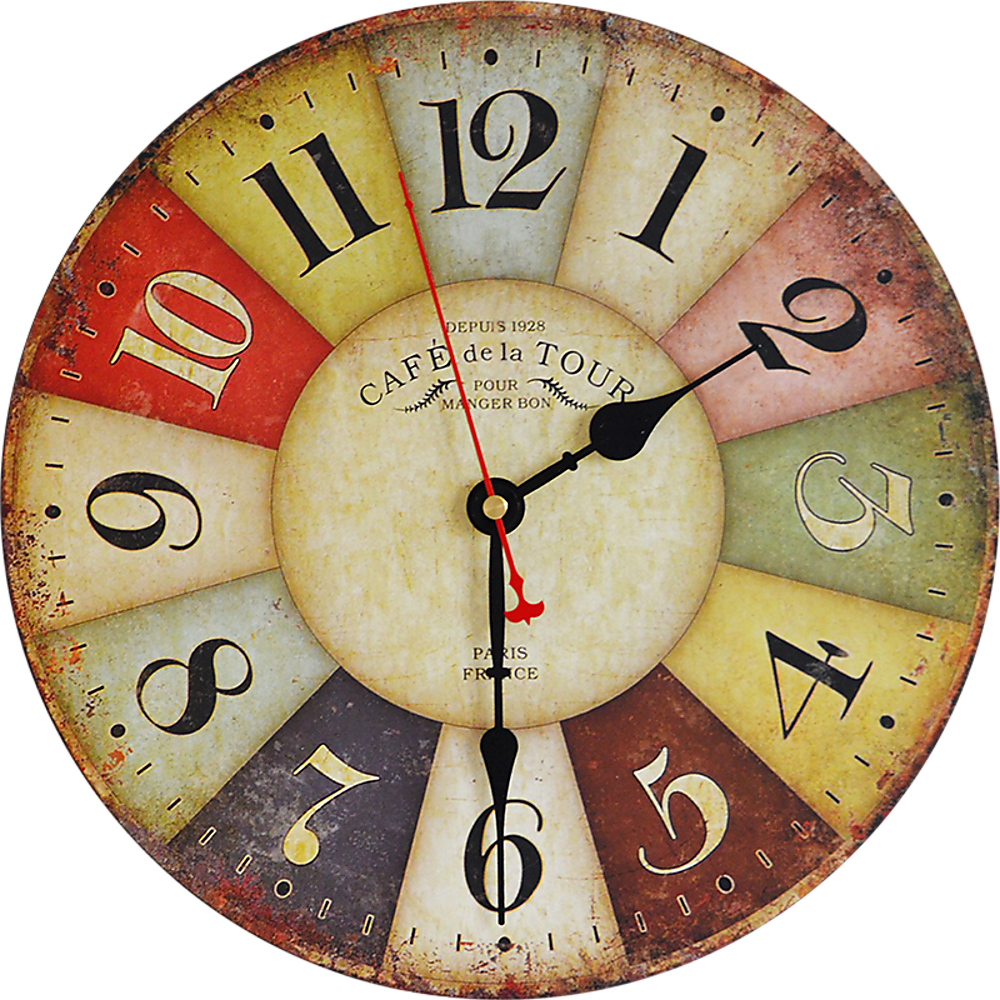 Large Colourful Wall Clock Kitchen  Office Retro Timepiece