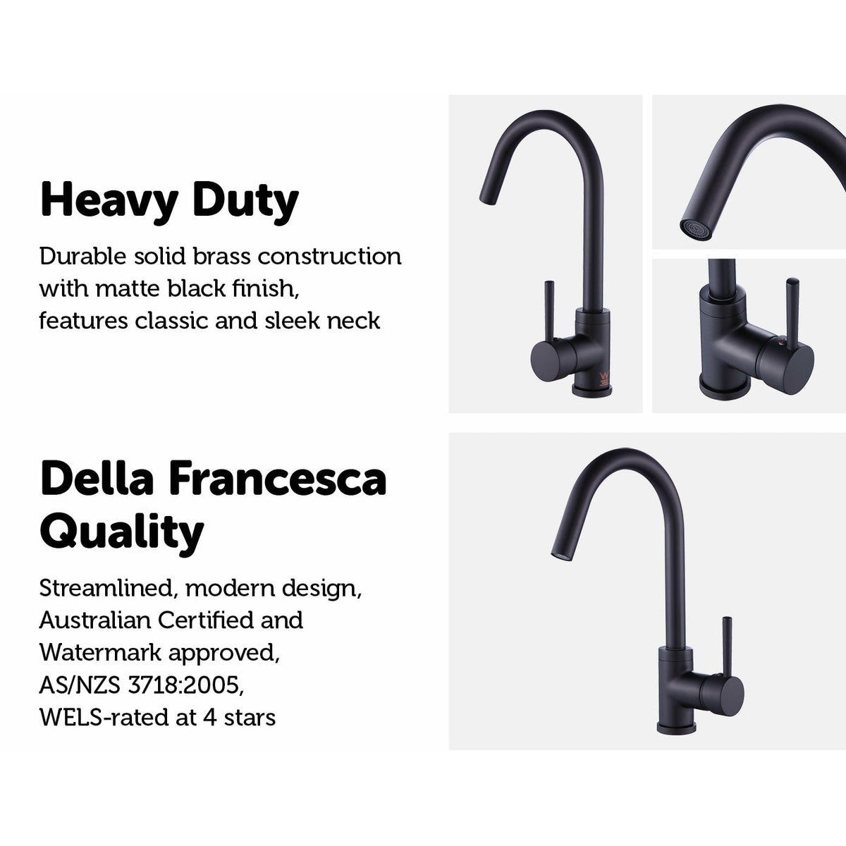 Kitchen Mixer Tap Faucet Basin Laundry Sink - BLACK