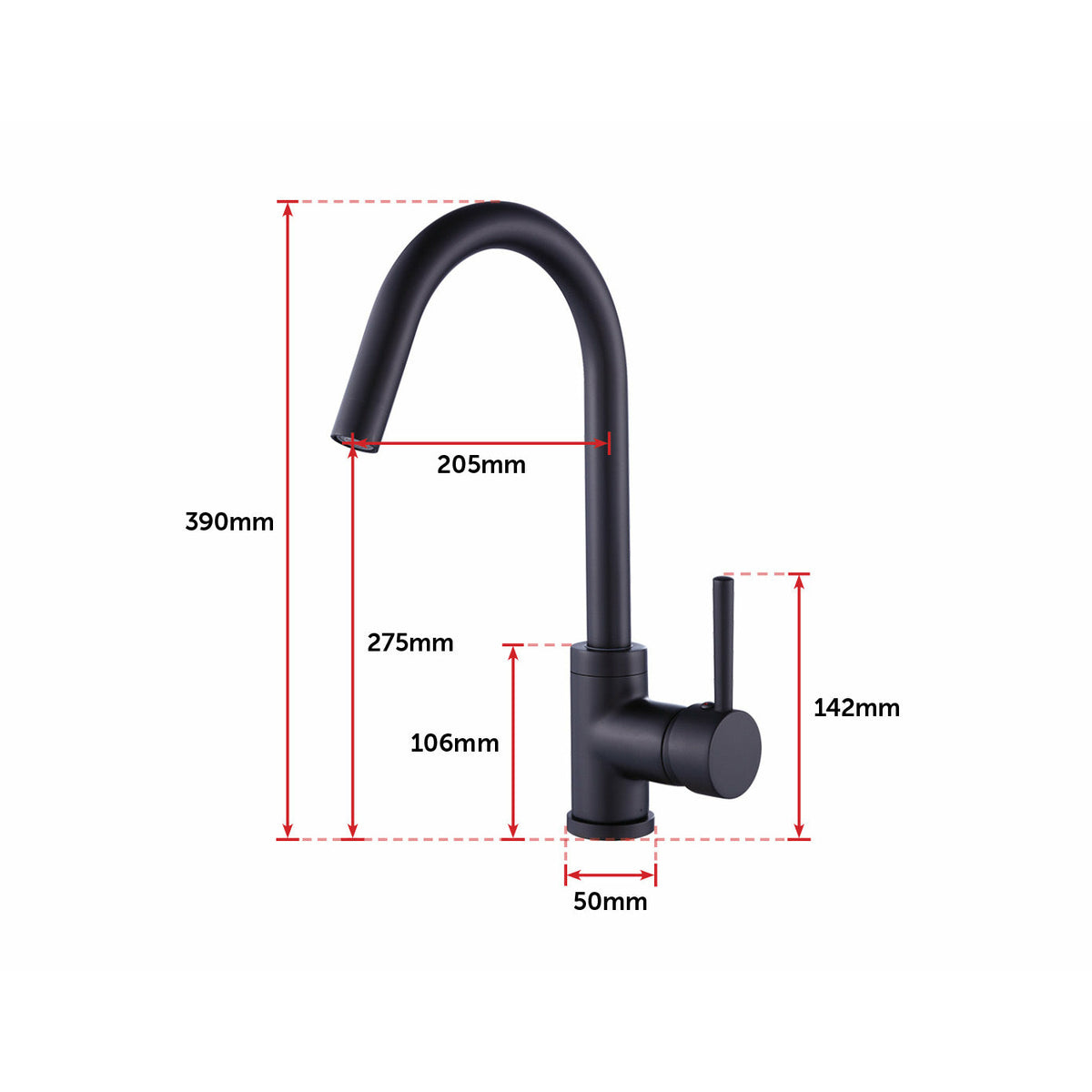 Kitchen Mixer Tap Faucet Basin Laundry Sink - BLACK