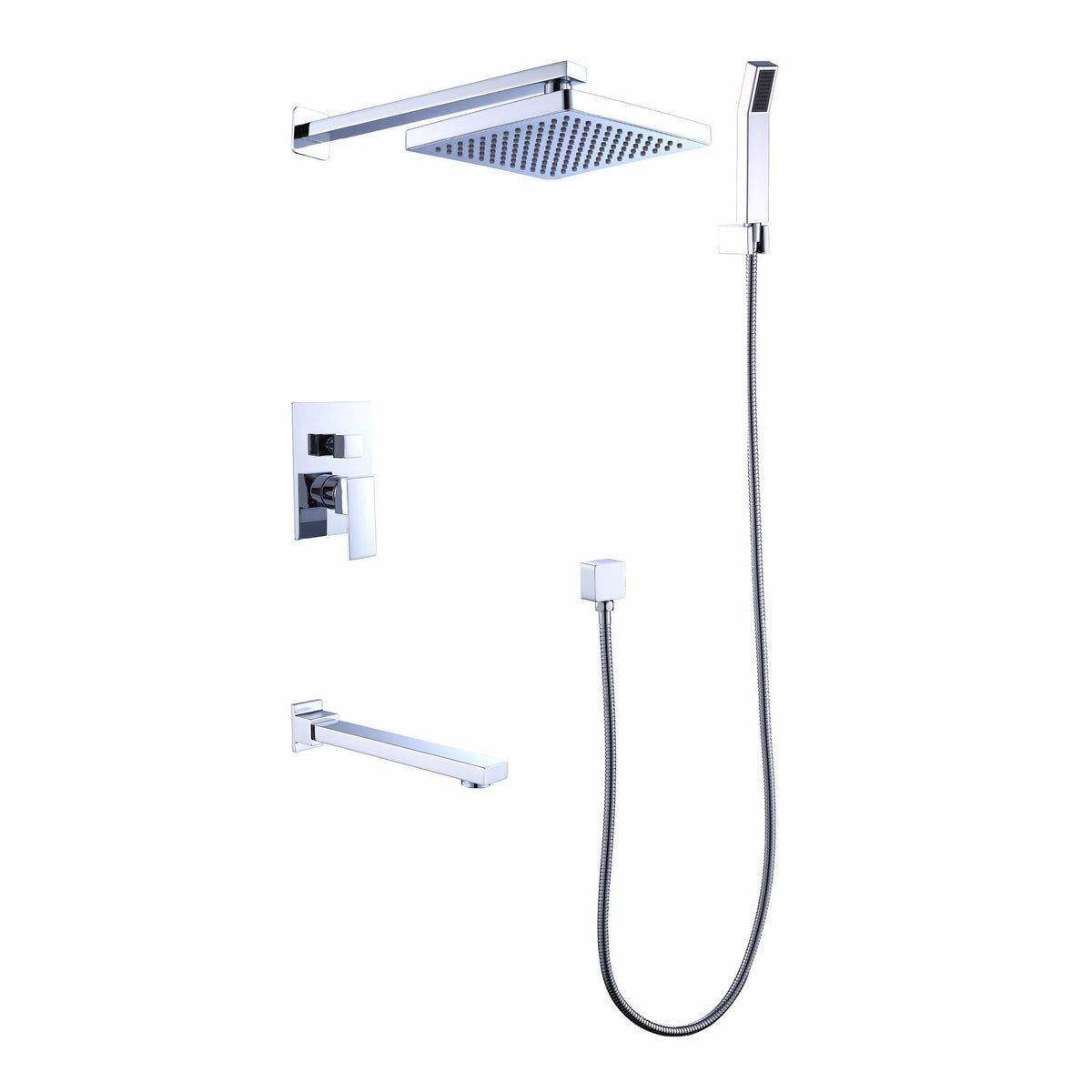 8&quot; Rain Shower Head Straight Wall Arm Mixer Set Wall Bath Spout Outlet Tap