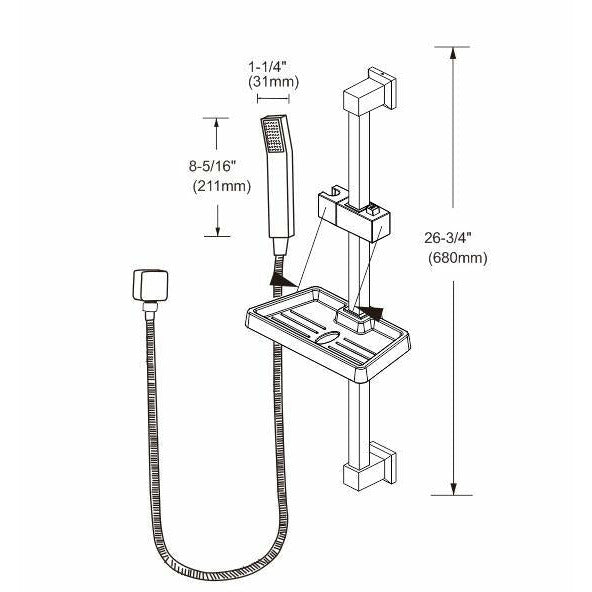 Hand Held Shower Rail Soap Dish Bathroom Set