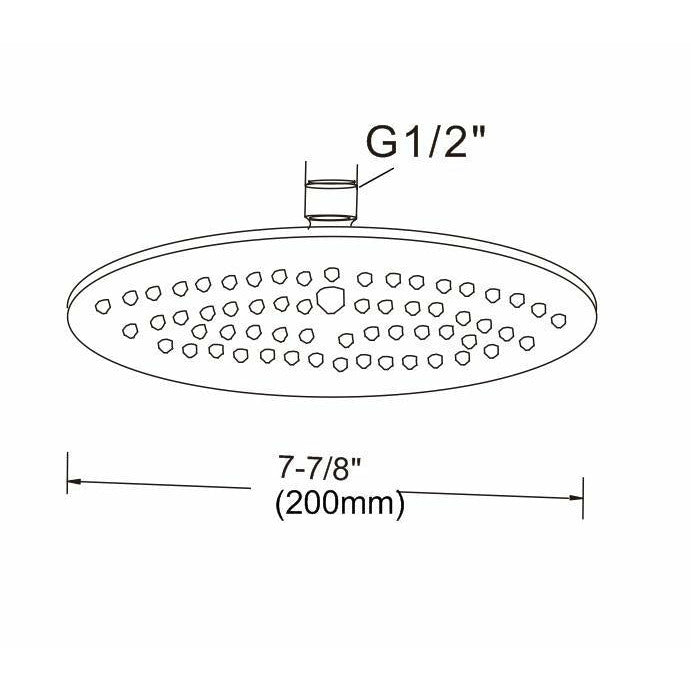 200mm Shower Head Round 304SS Polished Chrome Finish