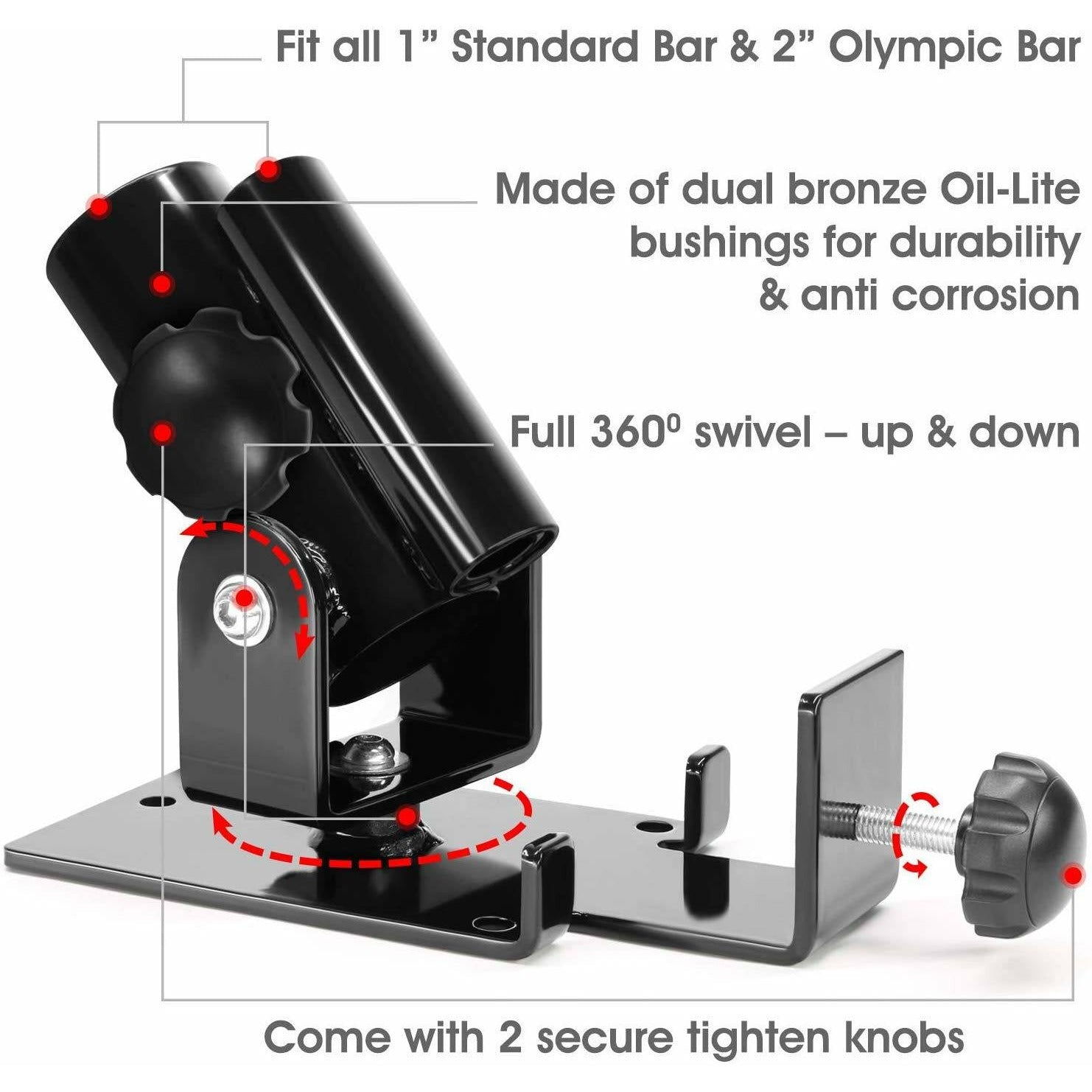 T Bar Row Landmine Platform 360-degree Swivel Fits 1", 2" Olympic Bars