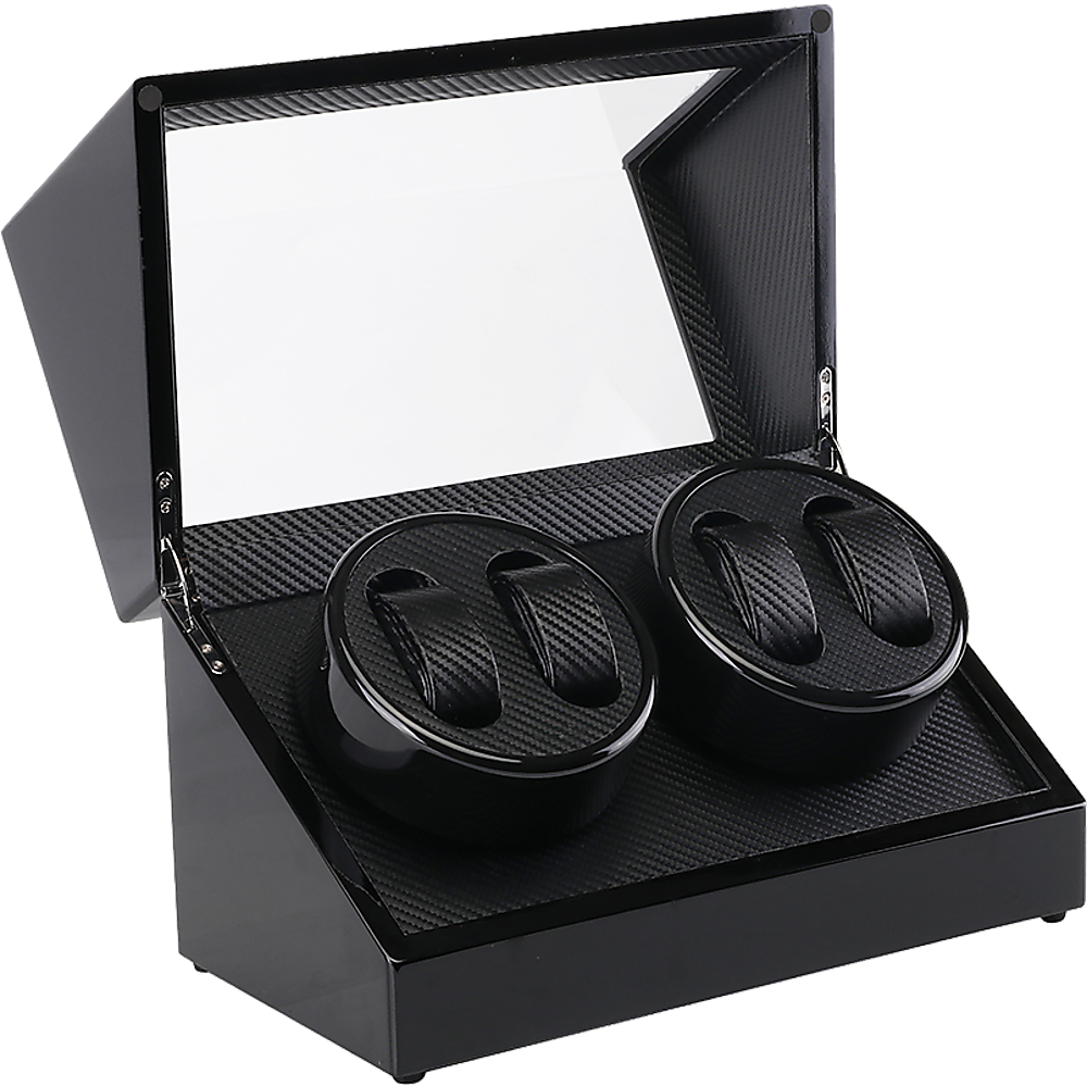 Automatic Quad Watch Winder Wood Display Box Case Motor Rotation Storage