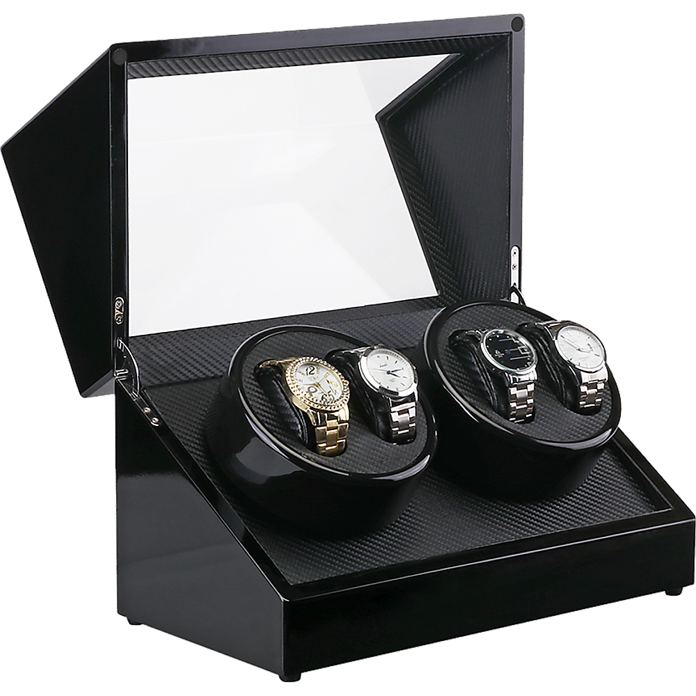 Automatic Quad Watch Winder Wood Display Box Case Motor Rotation Storage