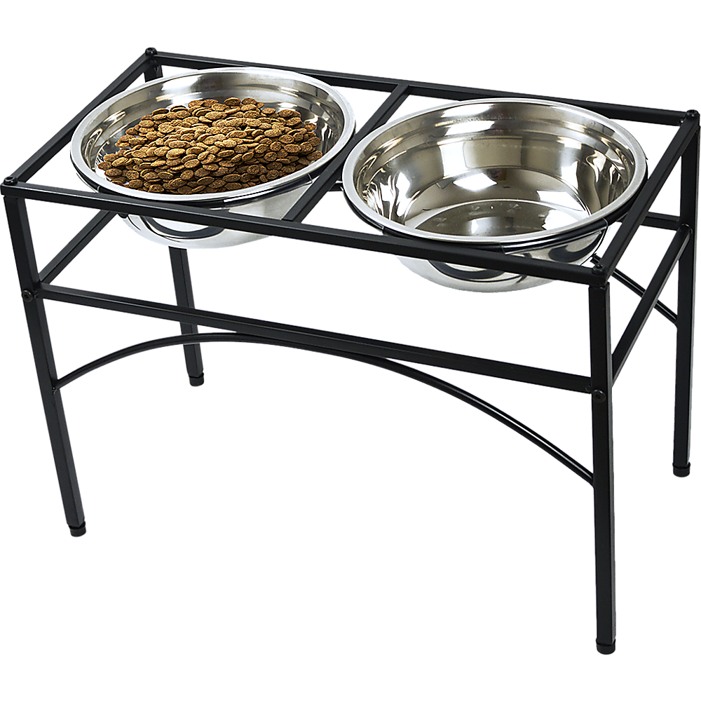 Dual Elevated Raised Pet Dog Puppy Feeder Bowl Stainless Steel Food Water Stand