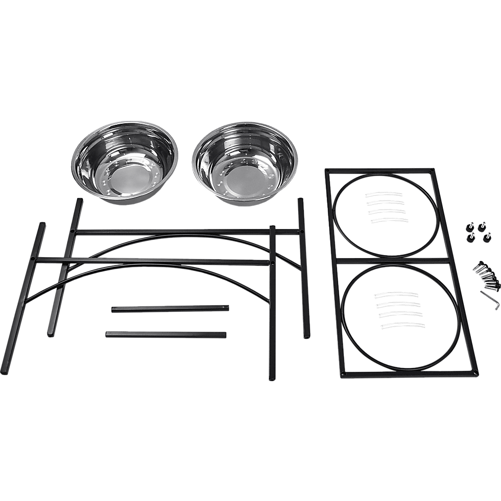 Dual Elevated Raised Pet Dog Puppy Feeder Bowl Stainless Steel Food Water Stand