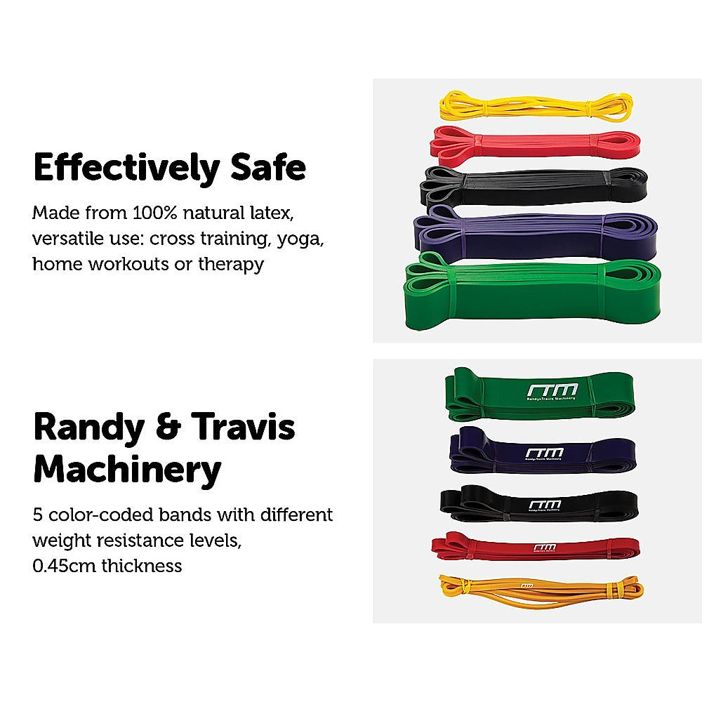 Resistance Band Loop Set of 5 Heavy Duty Gym Yoga Workout