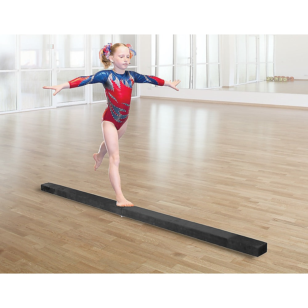 2.4m (8FT) Gymnastics Folding Balance Beam Black Synthetic Suede