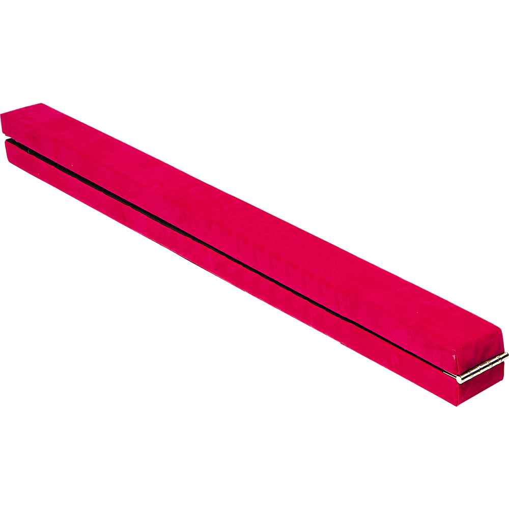 2.4m (8FT) Gymnastics Folding Balance Beam Pink Synthetic Suede