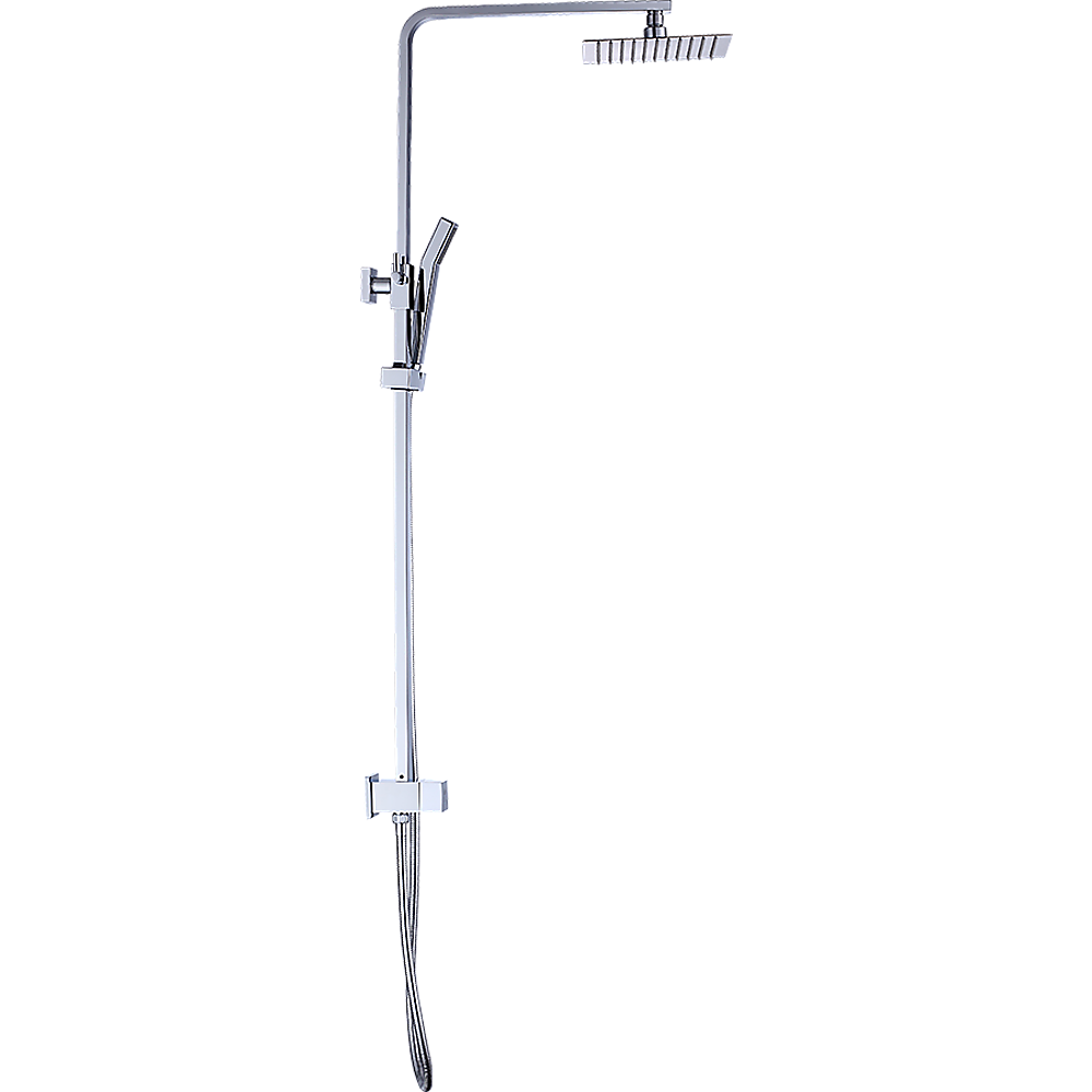 WELS 8" Rain Shower Head Set Square Dual Heads Faucet High Pressure Hand Held