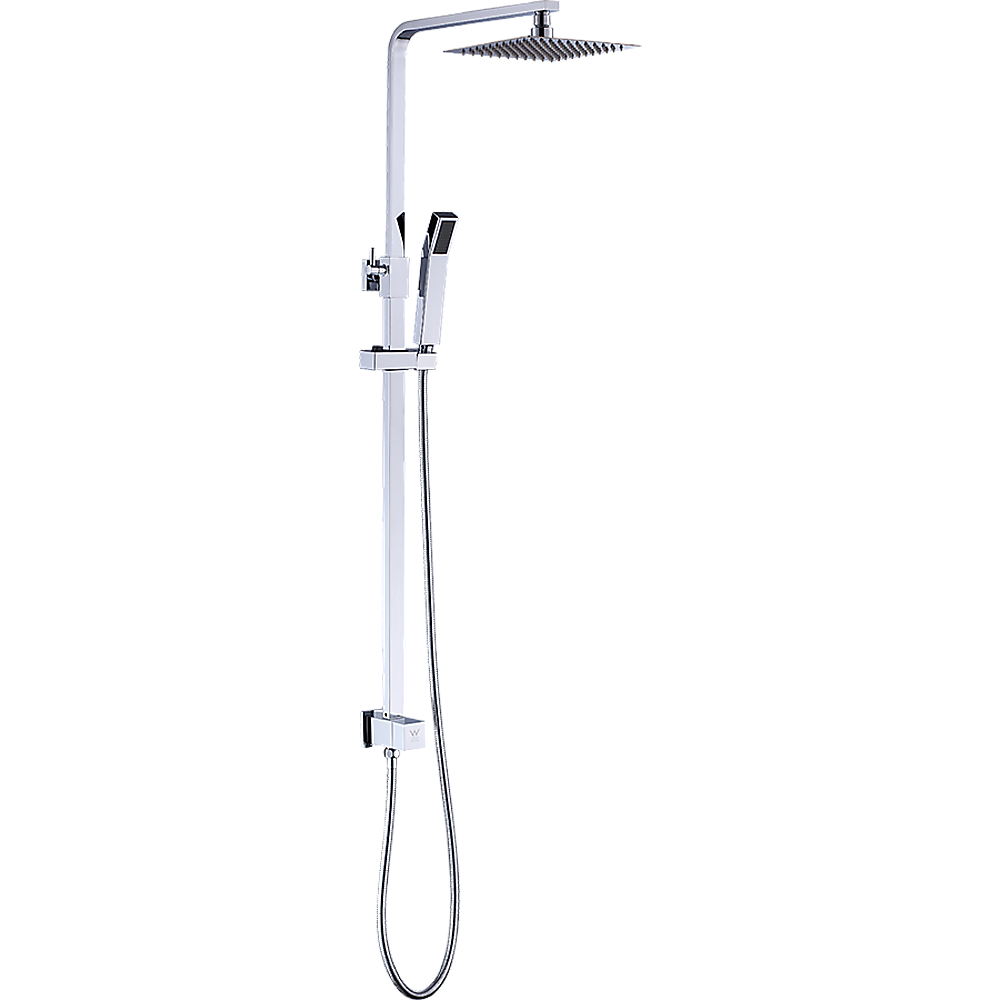 WELS 8" Rain Shower Head Set Square Dual Heads Faucet High Pressure Hand Held